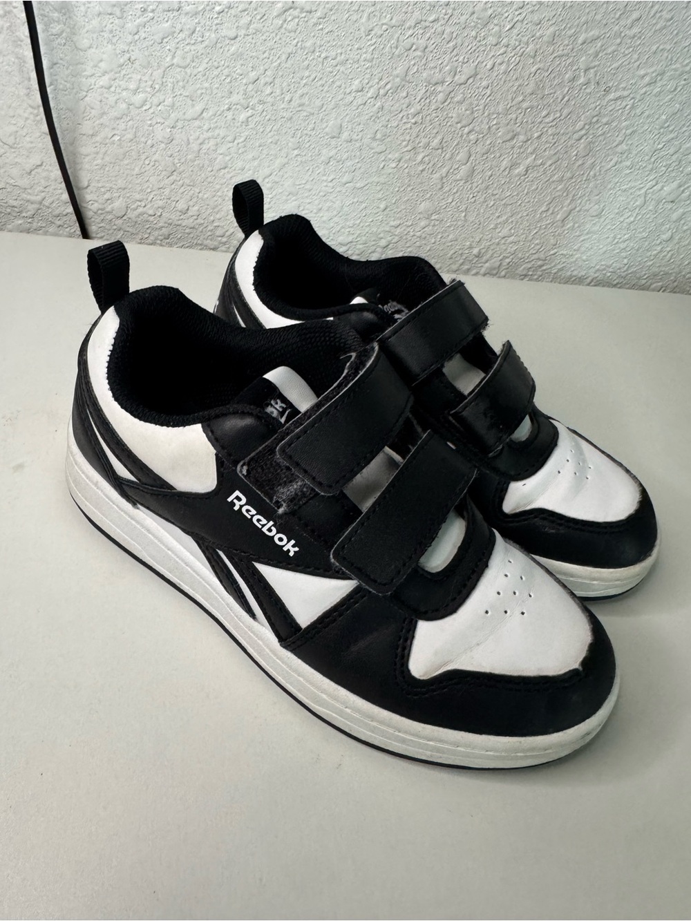 Reebok Kids Black and White Velcro Athletic Shoes